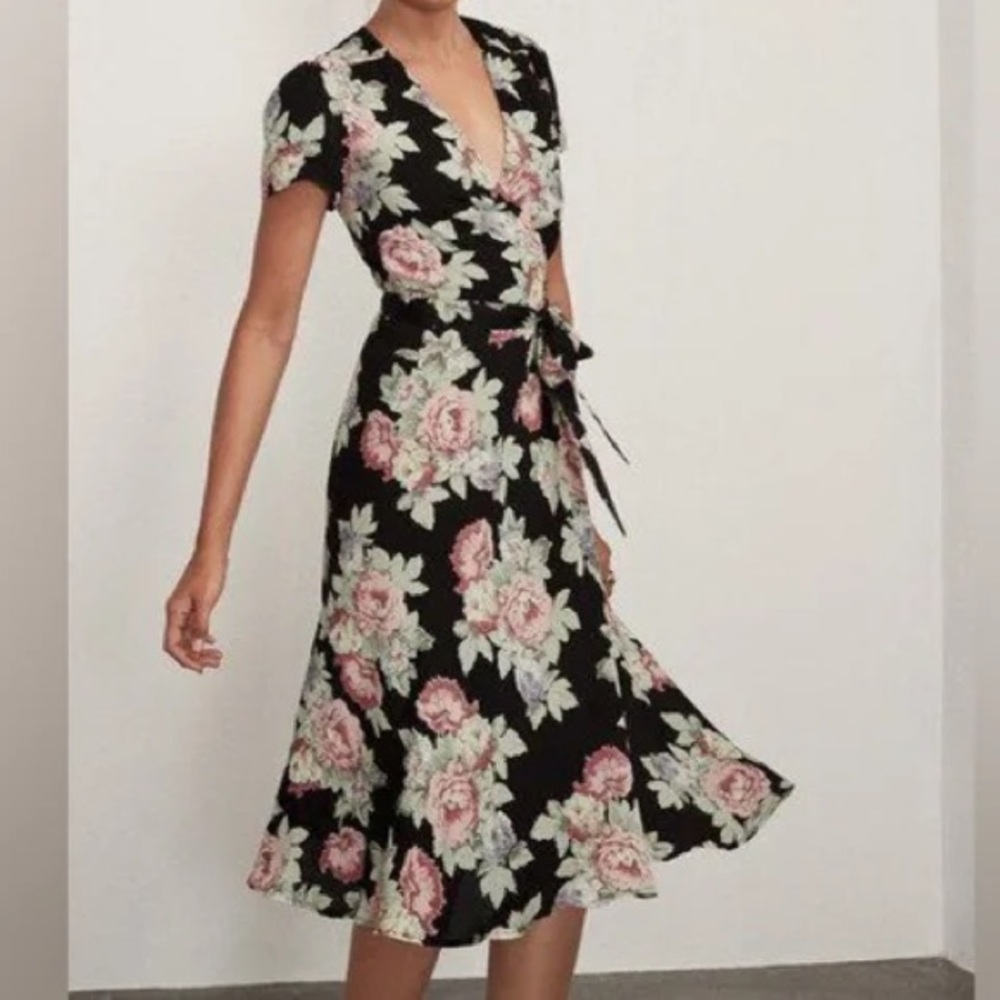 Reformation Linda Midi Wrap Dress in Brookvale